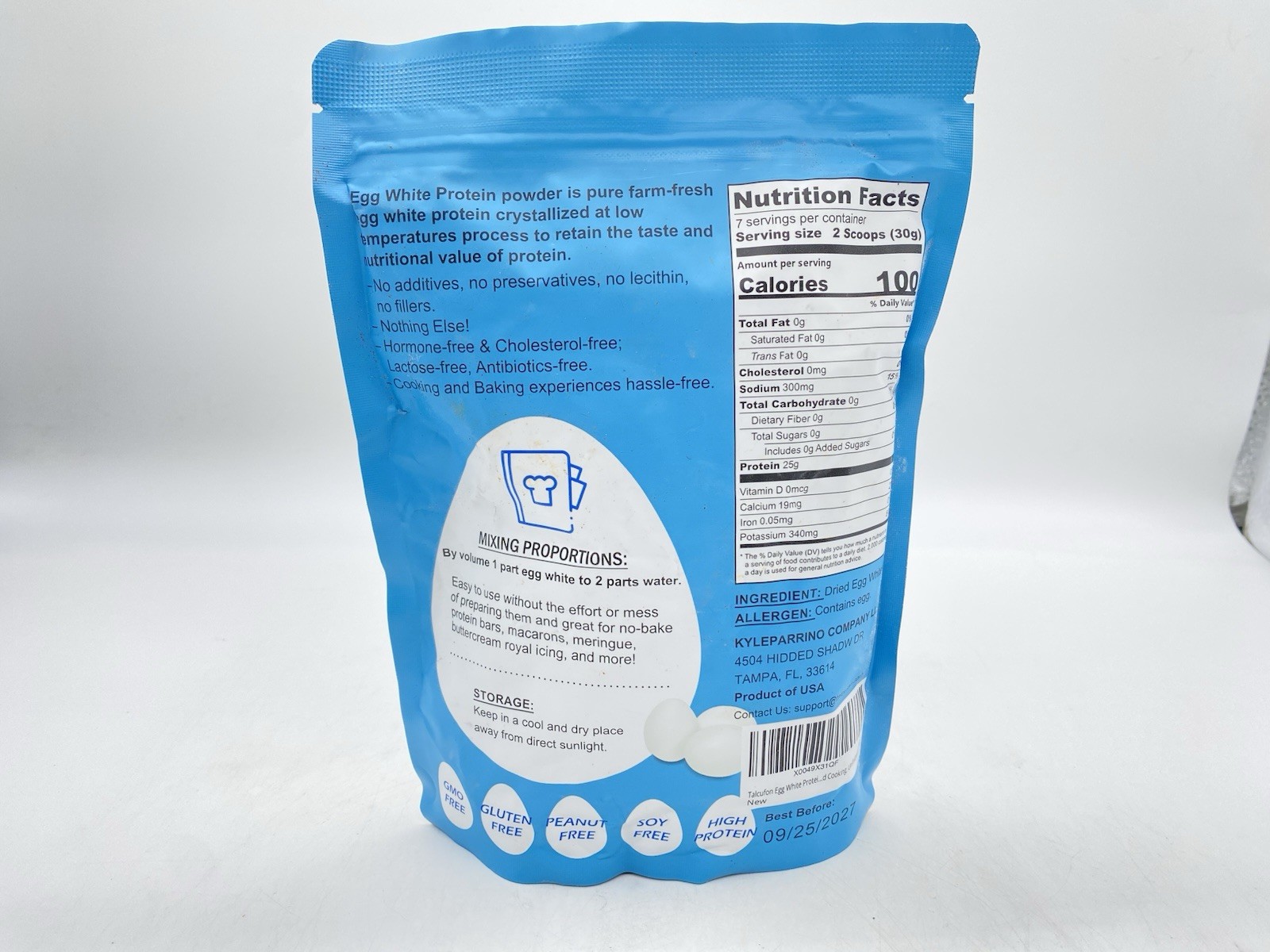 Egg White Protein Powder Pasteurized No Additives, High Protein, 8 oz. Bag