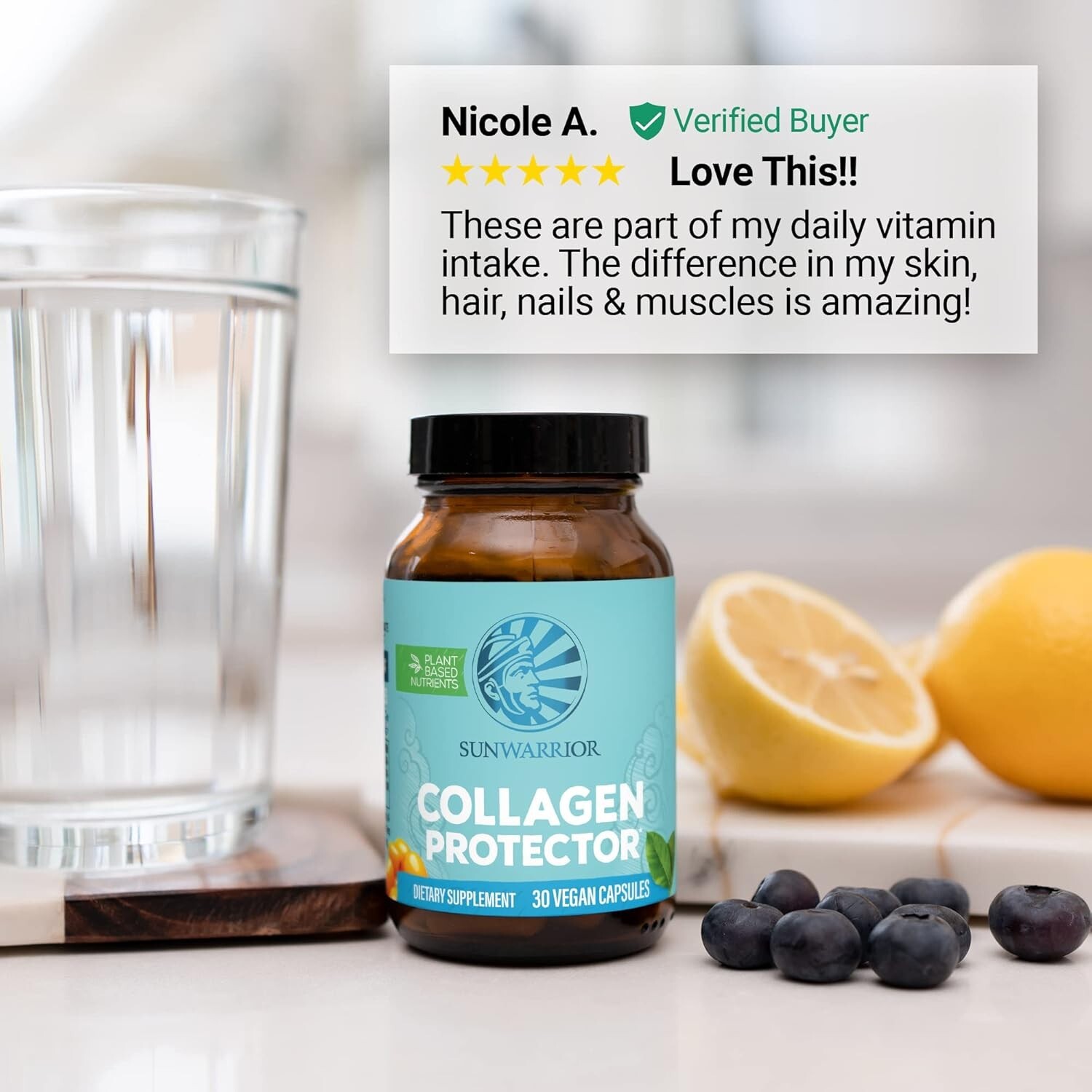 Sunwarrior Collagen Protector Sea Buckthorn Fruit Extract Asian Ginseng Root 30c