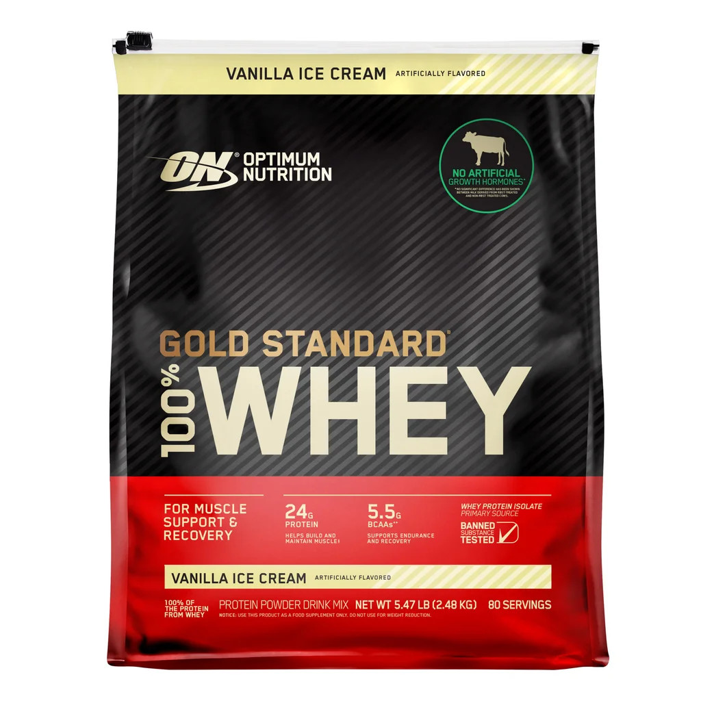 2-Pack Optimum Nutrition Gold Stnd 100% Whey Protein Powder Vanilla Ice Cream