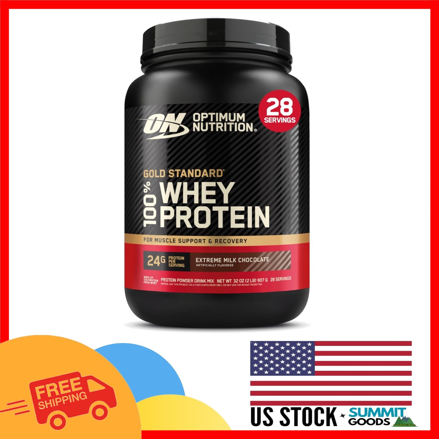 Extreme Milk Chocolate Whey Protein Powder – 2lb of High-Quality Muscle Support