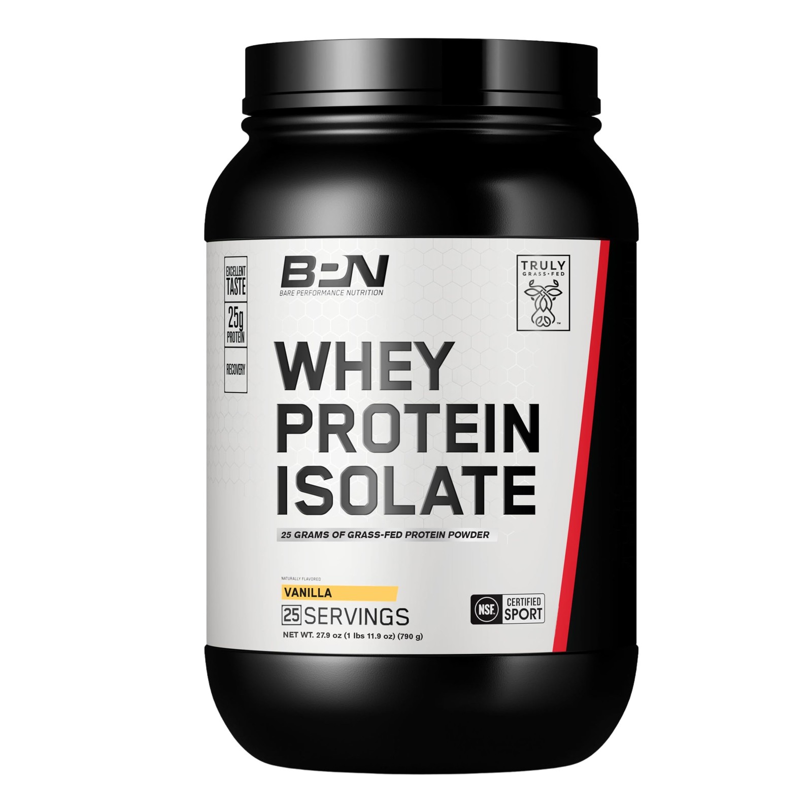 BARE PERFORMANCE NUTRITION, BPN Whey Protein Isolate, Vanilla, 25g Protein pe…