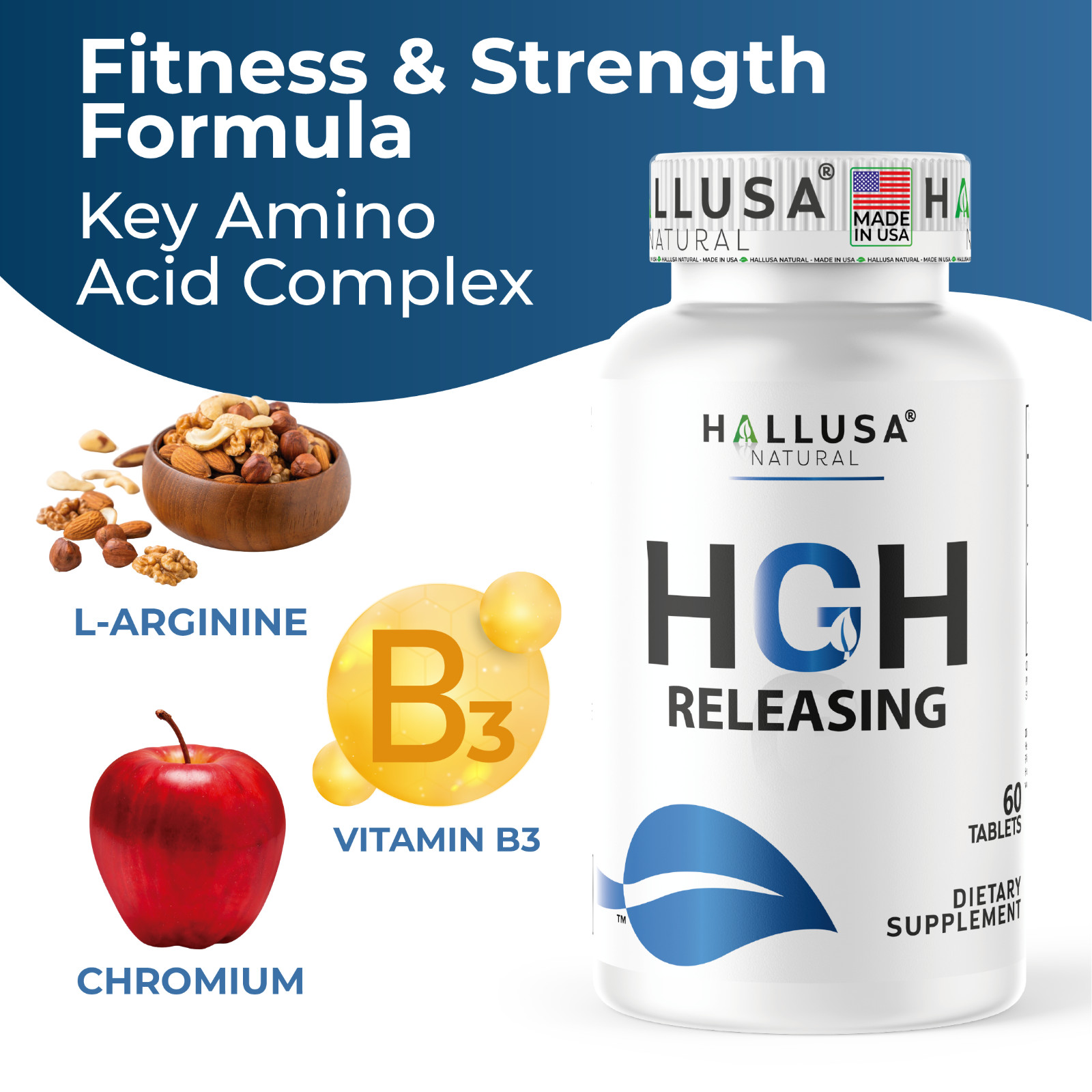 HGHBooster | Amino Acid Complex | Energy, Muscle & Workout Support | 60 Tablets