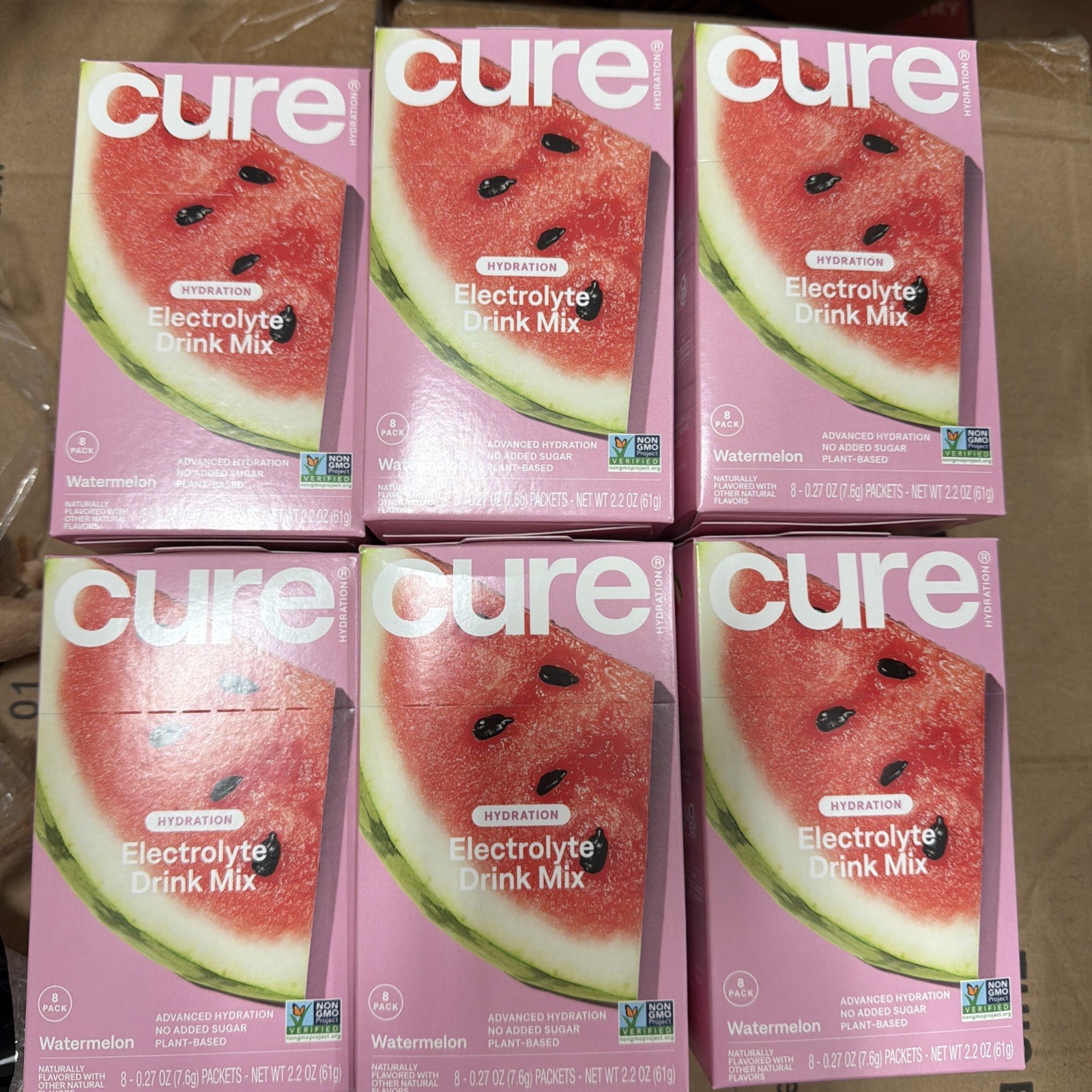 8 Boxes Cure Hydration Plant-Based Electrolyte Drink Mix Watermelon 8 ct Each