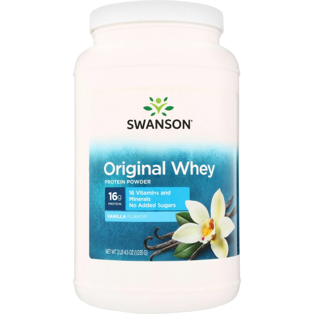 Swanson Original Whey Protein Powder with Vitamins – Vanilla Flavor, 2 lb 4.5 oz