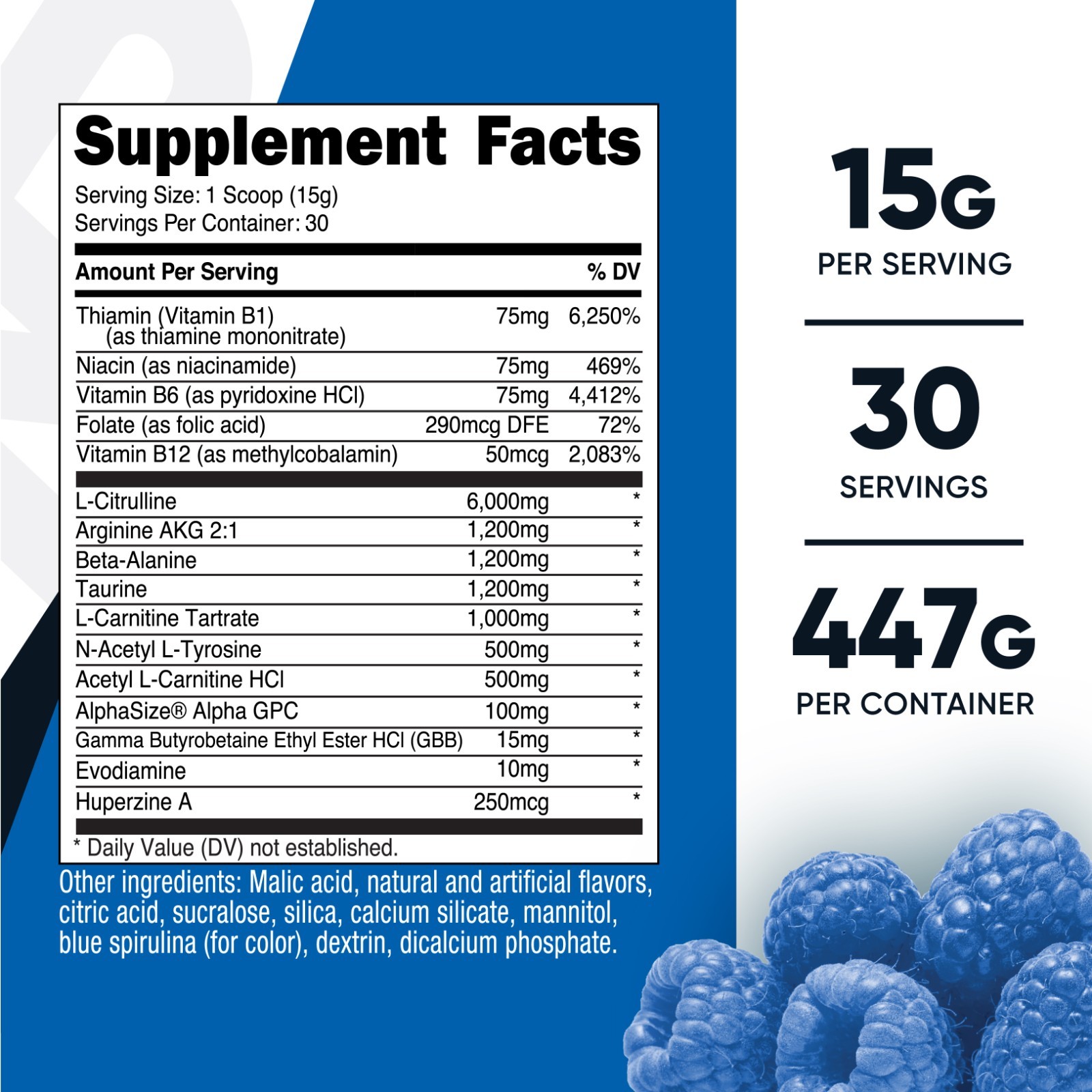 Nutricost Stim-Free Pre-Workout, 30 Servings (Blue Raspberry)