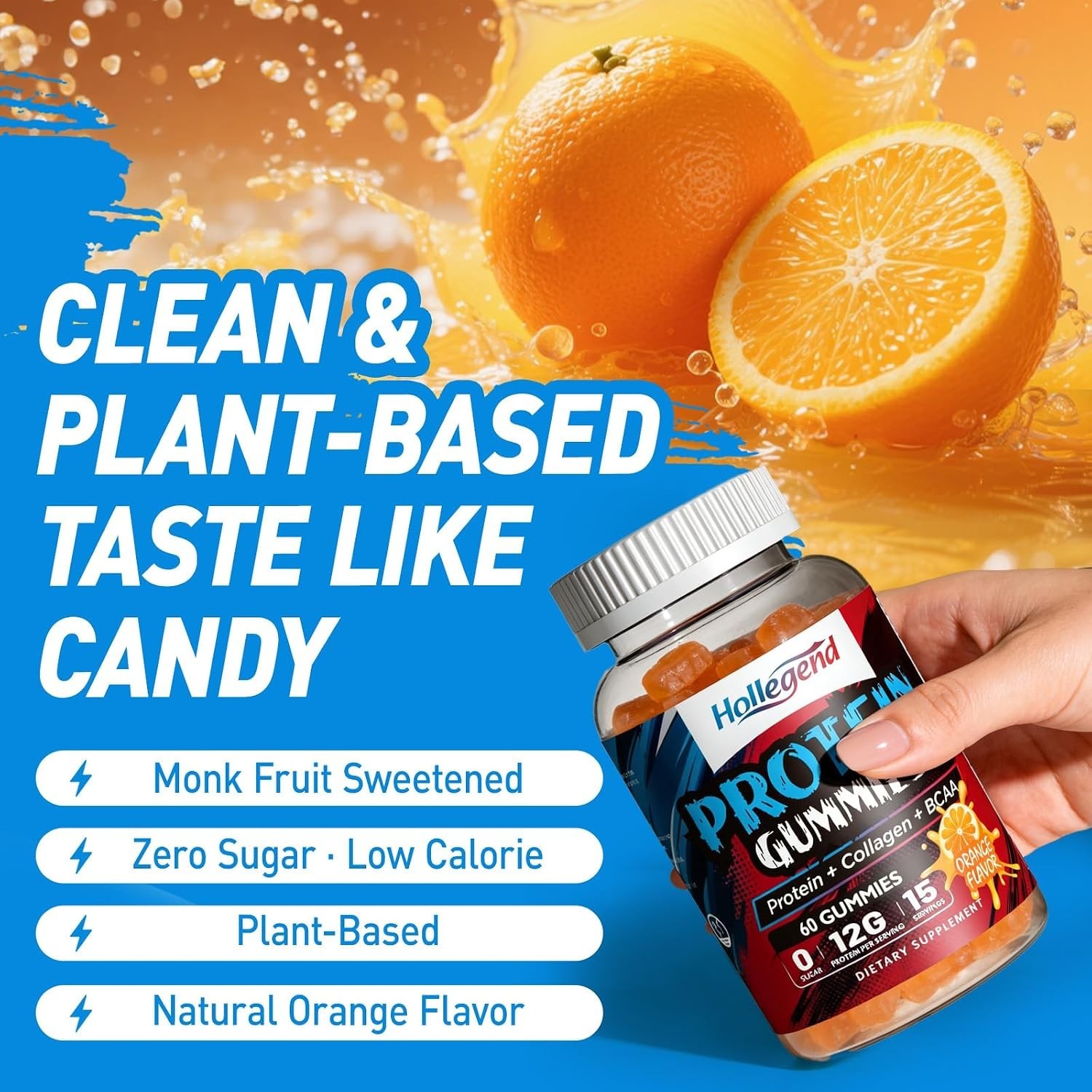 Whey Protein Gummies for Women Men, 12G High Protein Supplements with Collagen