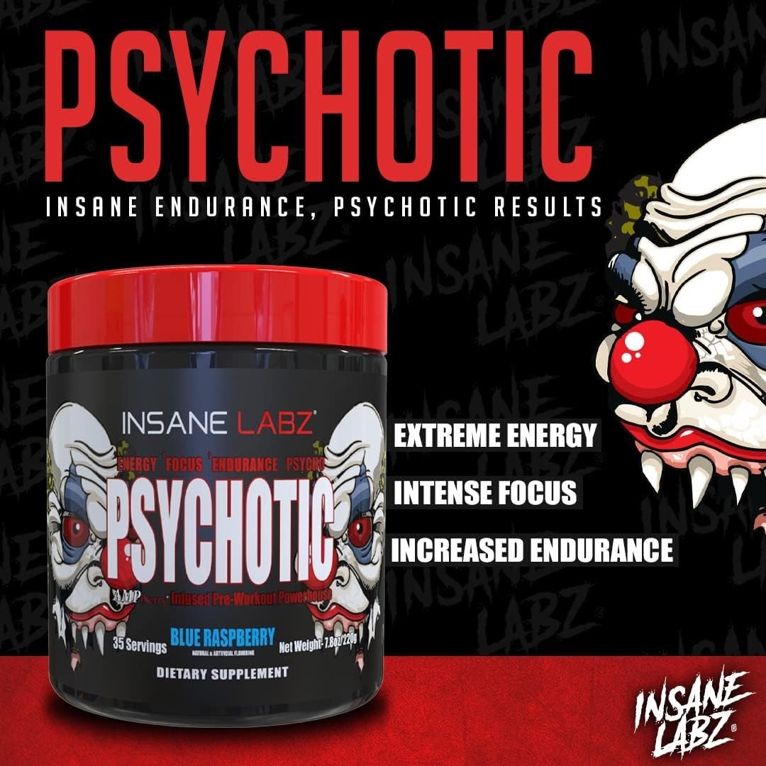 Psychotic Pre-Workout Powder – 35 Servings of Extreme Energy & Focus (7.5 oz)