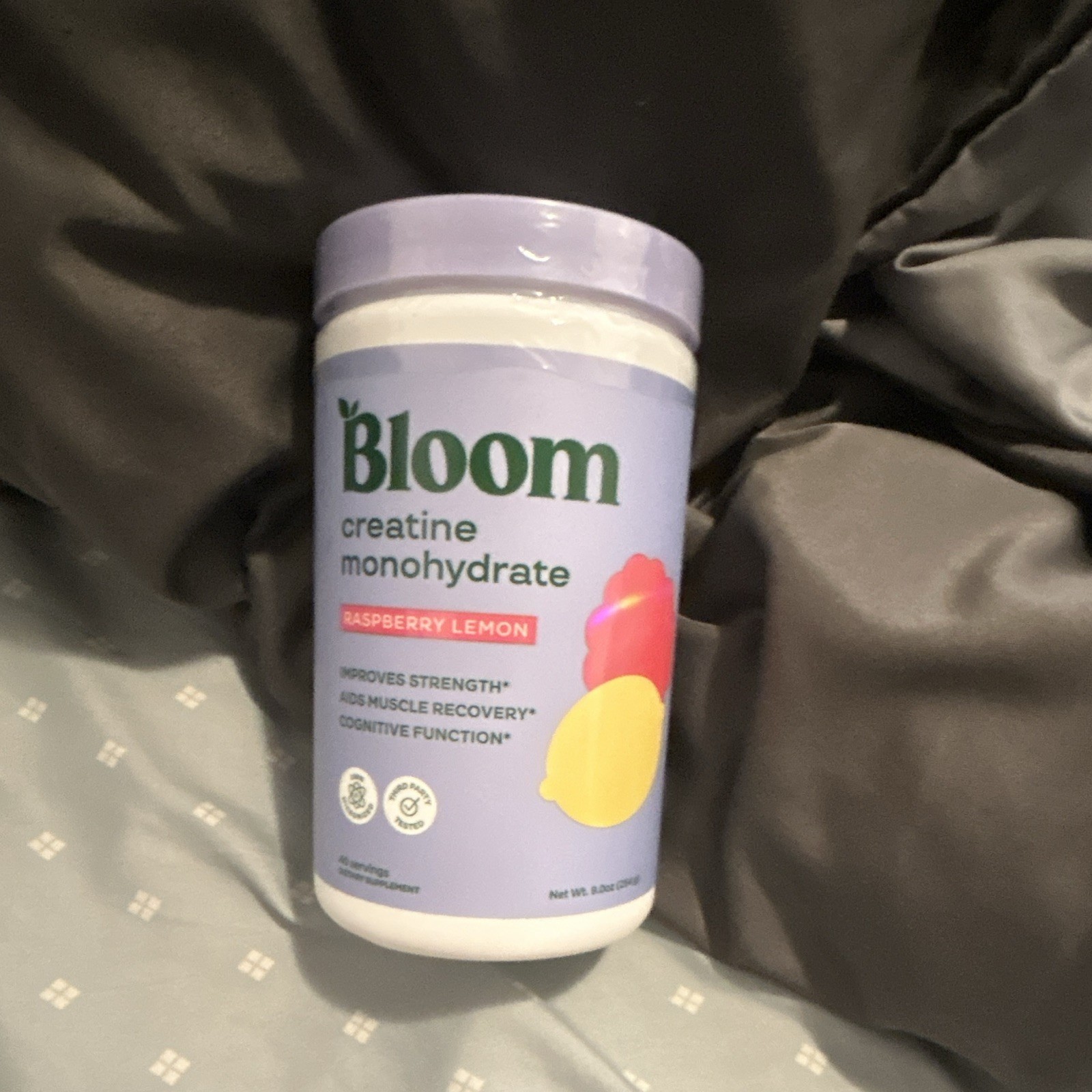 Bloom Creatine Monohydrate Powder, Raspberry Lemon Flavor, 9 oz Unisex