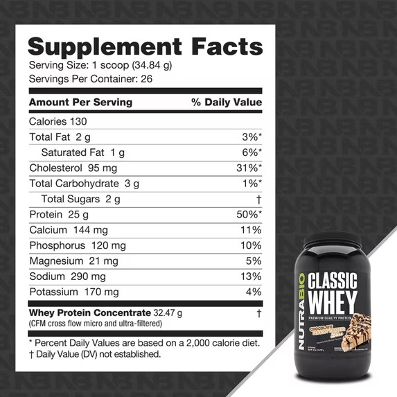 NutraBio Classic Whey Protein Powder Chocolate Peanut Butter 2 Pounds