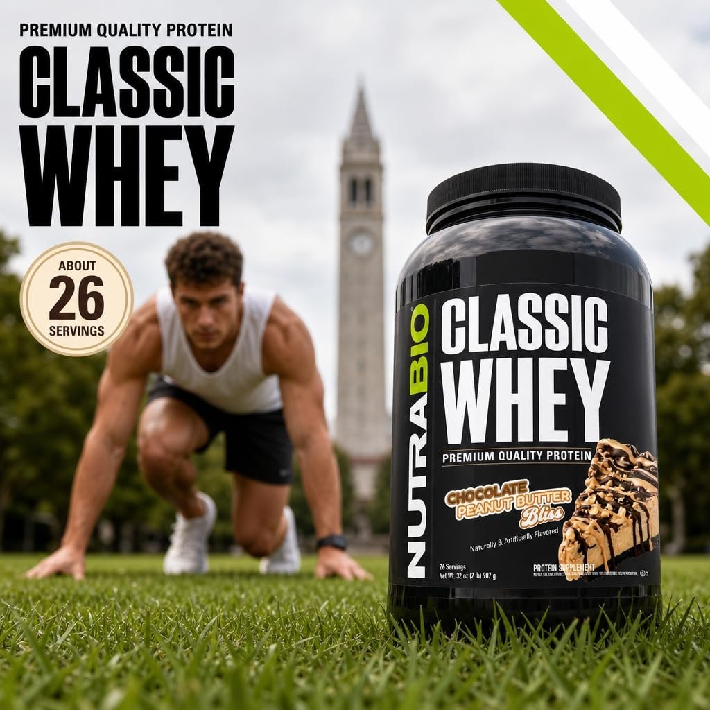 NutraBio Classic Whey Protein Powder Chocolate Peanut Butter 2 Pounds