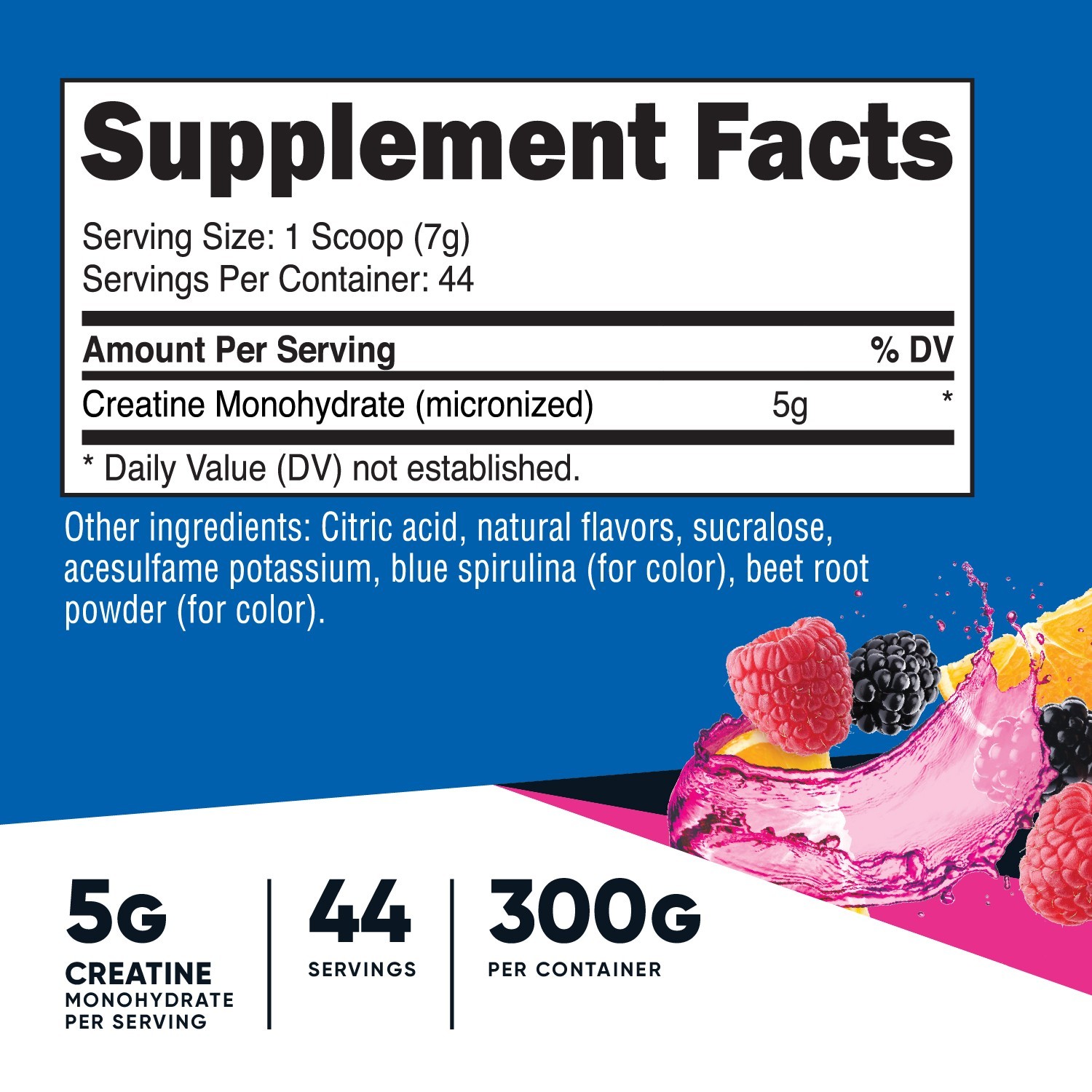 Nutricost Creatine Monohydrate Powder (Shaq’s Berry Blast, 300 Gram) – GMO-Free