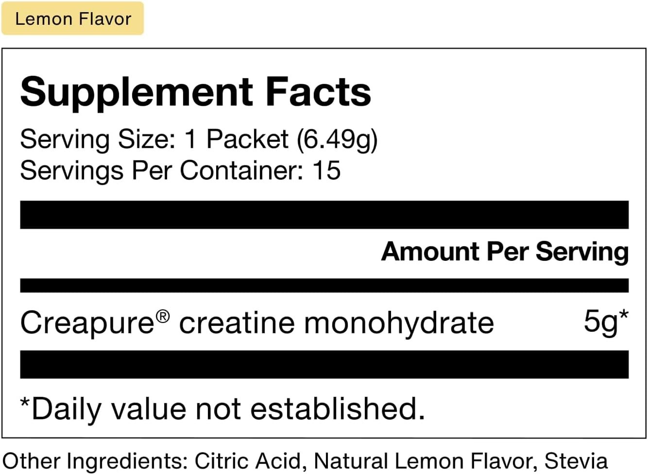 Momentous Creatine Monohydrate Powder Lemon 6.49g Serving 15 Servings NSF