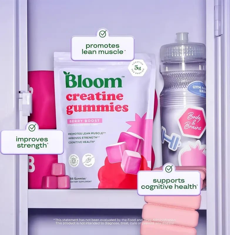 Bloom NEW Creatine Monohydrate Gummies& Sugar Free Creatine US& 5g Per Serving