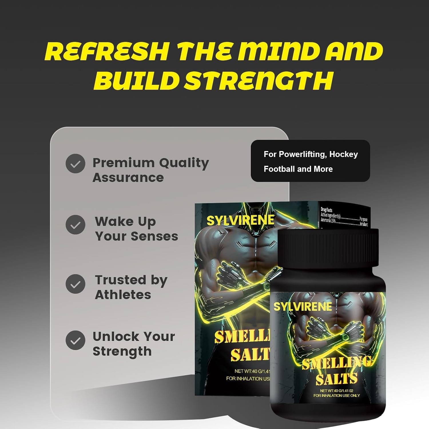 Smelling Salts for Athletes – Strong Inhalants for Powerlifting, Sports – 40g