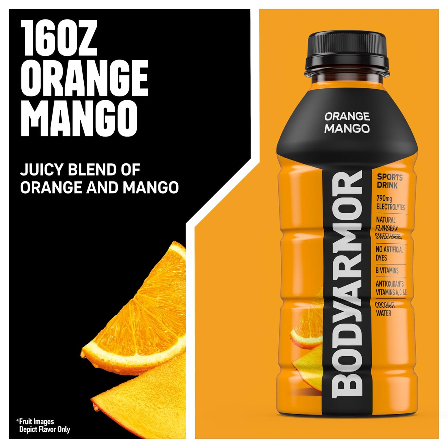 BODYARMOR Sports Drink, Orange Mango, Electrolyte Drink Hydration, 16 Fl Oz Bott
