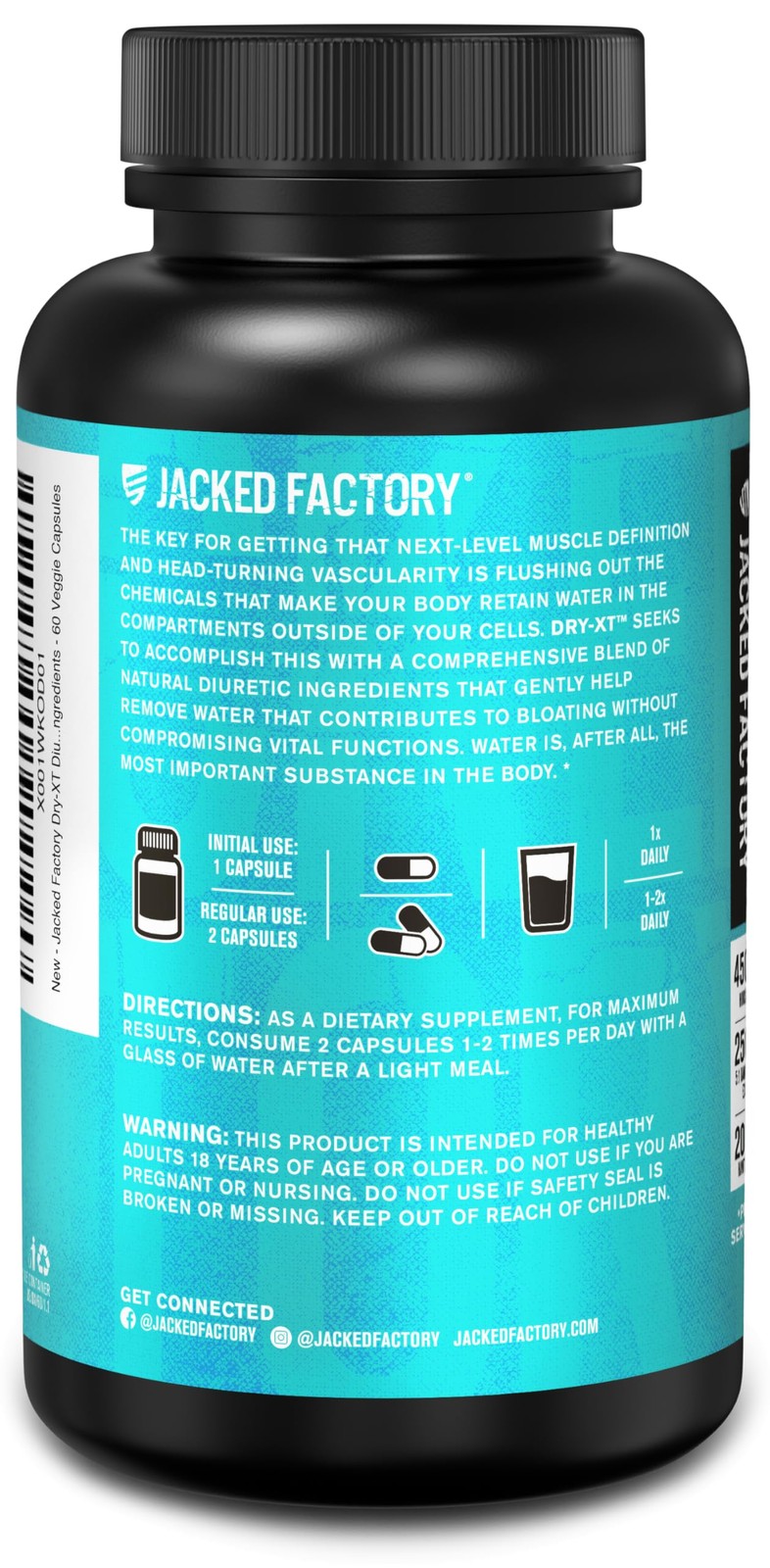 Jacked Factory Dry-Xt Diuretic – Root Extract Potassium 7 More