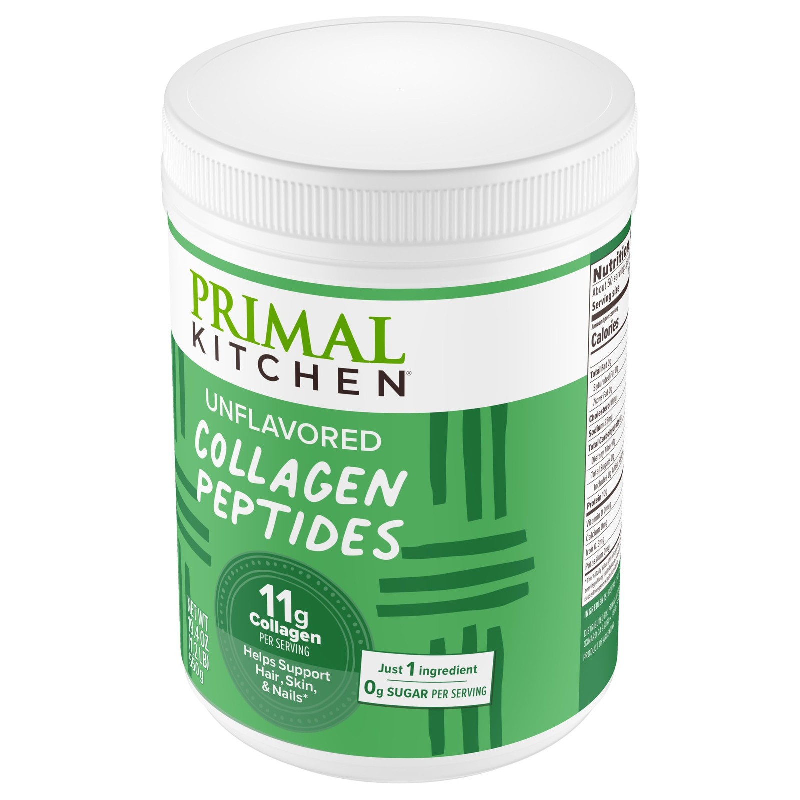 Primal Kitchen Collagen Peptides, Unflavored 1.2 Pound (Pack of 1), White