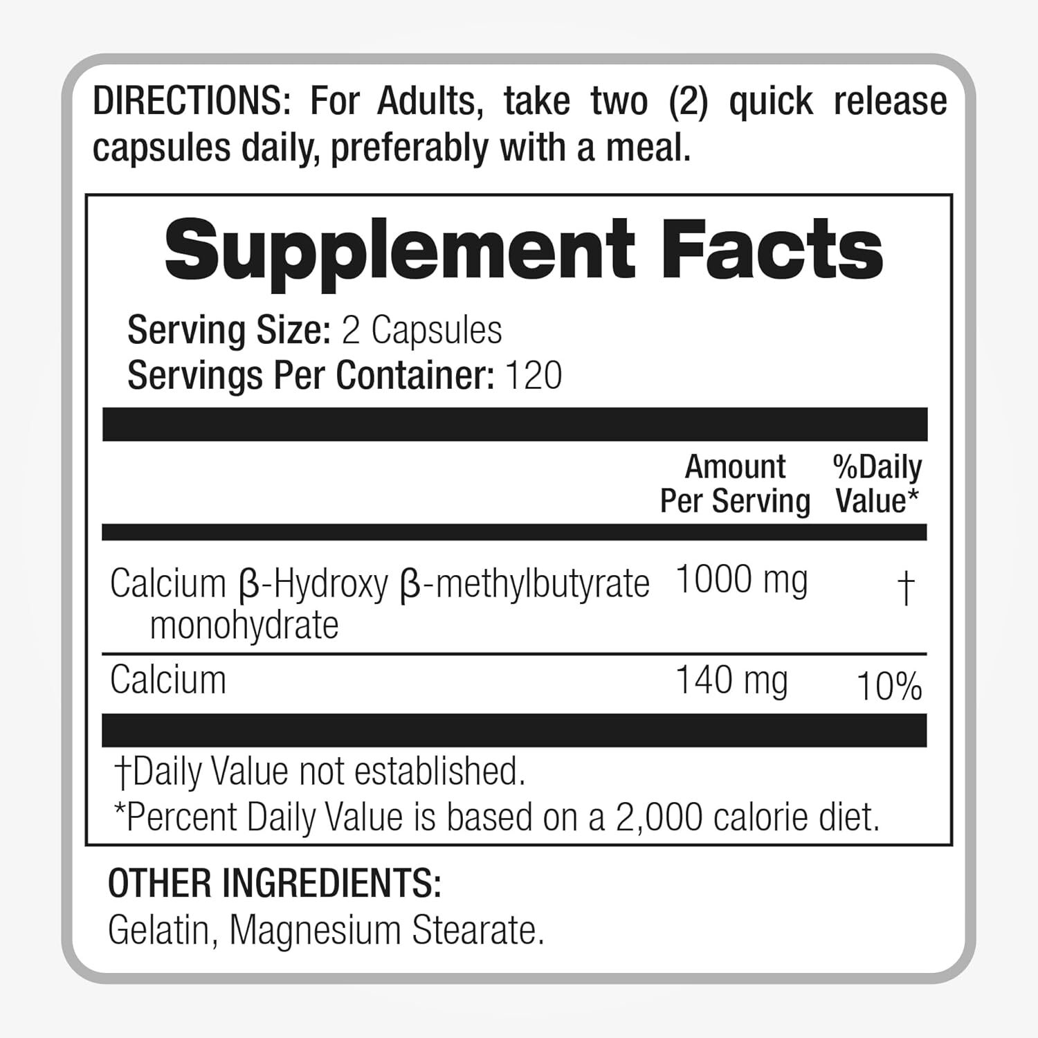HMB 1000mg (Beta-Hydroxy Beta-Methylbutyric) 240 Caps Amino Acid Nutricost