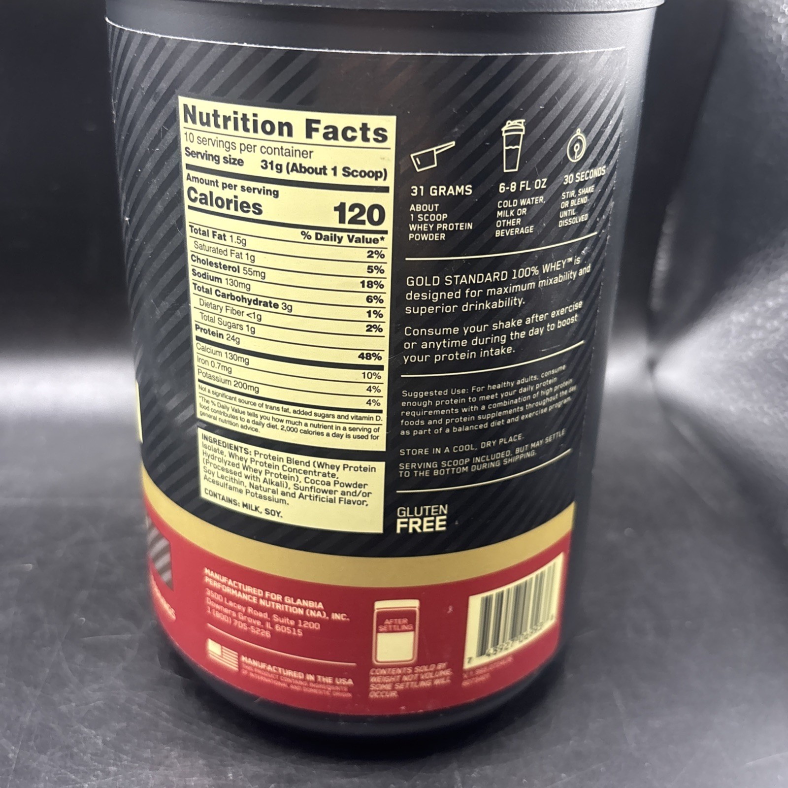 On Whey Protein 24g Protein Double Rich Chocolate Ice Cream 10.9 Oz EXP 1/27+