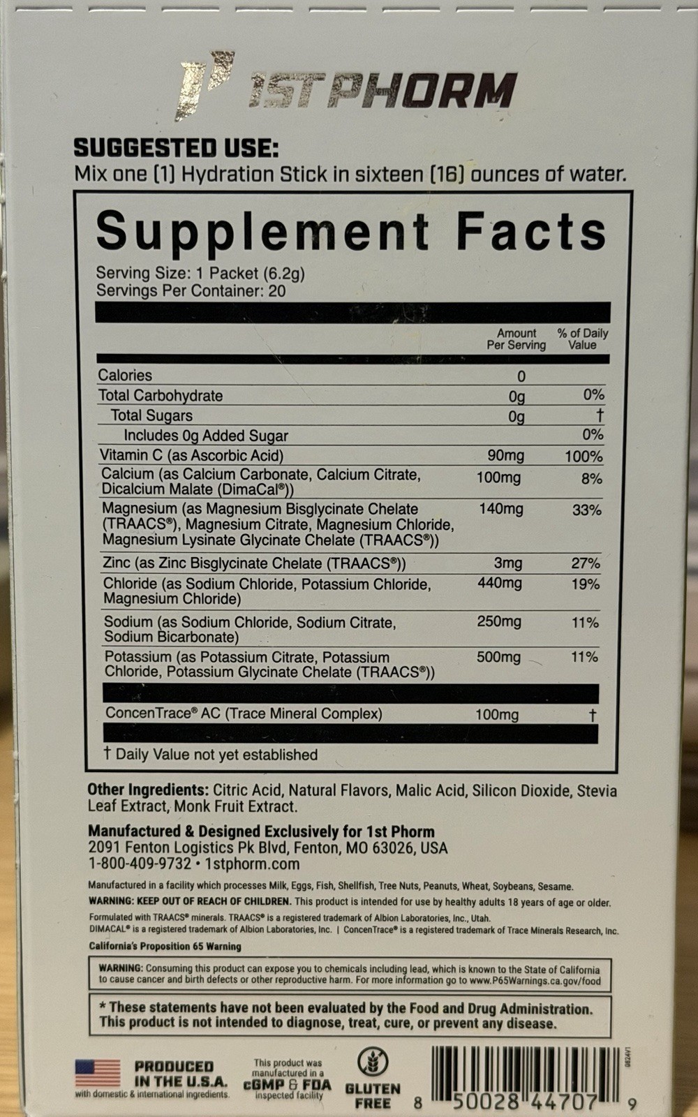 60 Drink Sticks 1st Phorm Hydration Sticks Citrus Exp: 7/27 Ultra Performance