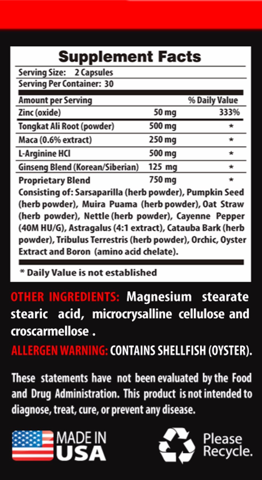 Stamina Male Enhancement Pills – KING SIZE – 1 Bottle 60 Capsules