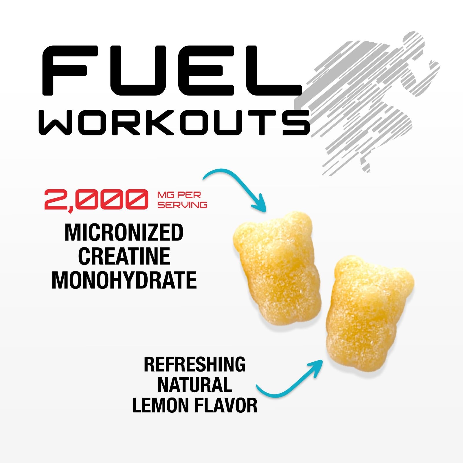 Creatine Gummies 1000mg SugarFree Monohydrate for Muscle & Strength 60ct