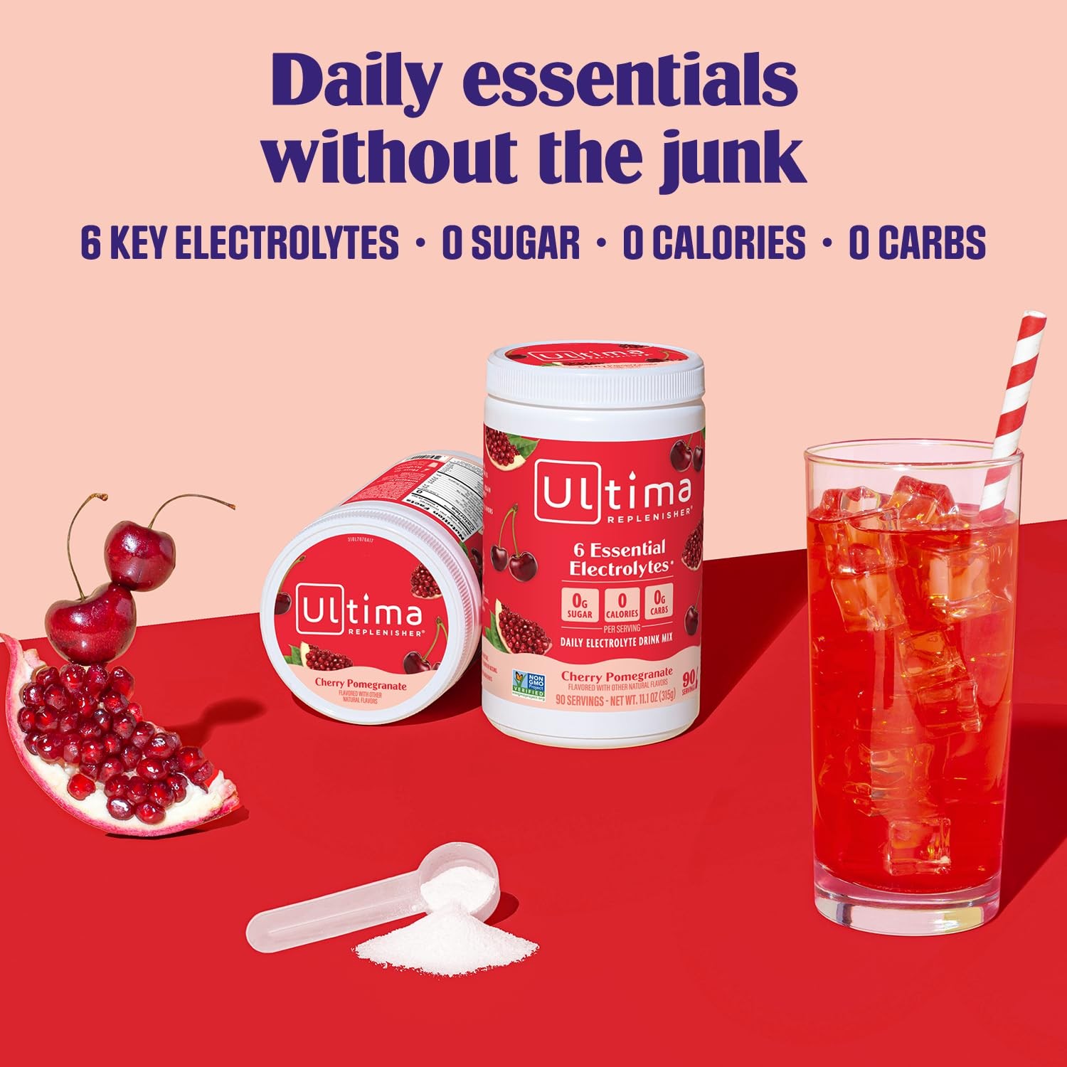 Ultima Replenisher Daily Electrolyte Powder Drink Mix – Sugar Free – Cherry Pome