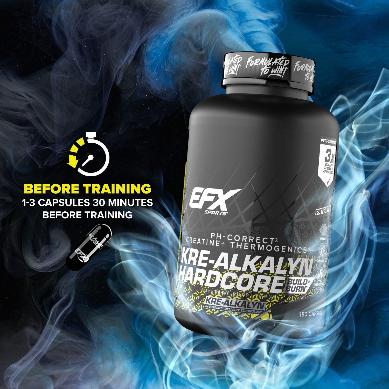EFX KRE ALKALYN HARDCORE Creatine Energy Fat Loss Caffeine VALUE SIZE 180 Caps