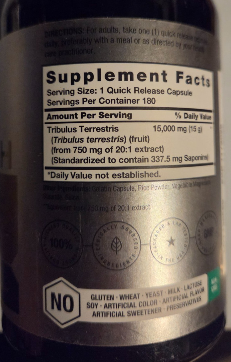 Ultra Tribulus Terrestris 1000mg Testosterone Booster Muscle Mass 2X100Caps