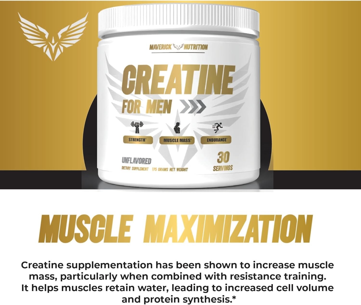 Men’s Monohydrate Creatine Powder Unflavored 5 Grams Per Serving- Muscle Builder
