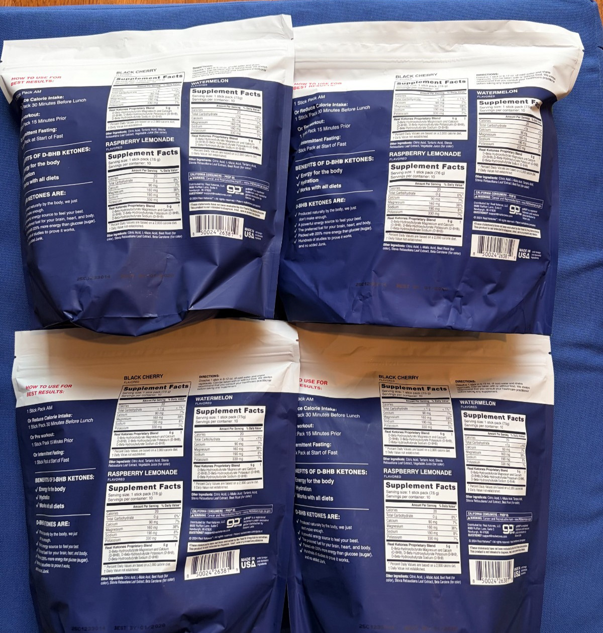 4 x Real Ketones SHIFT Variety Pack, 3 Flavors, 120 Days Supply Packets, Exp 28