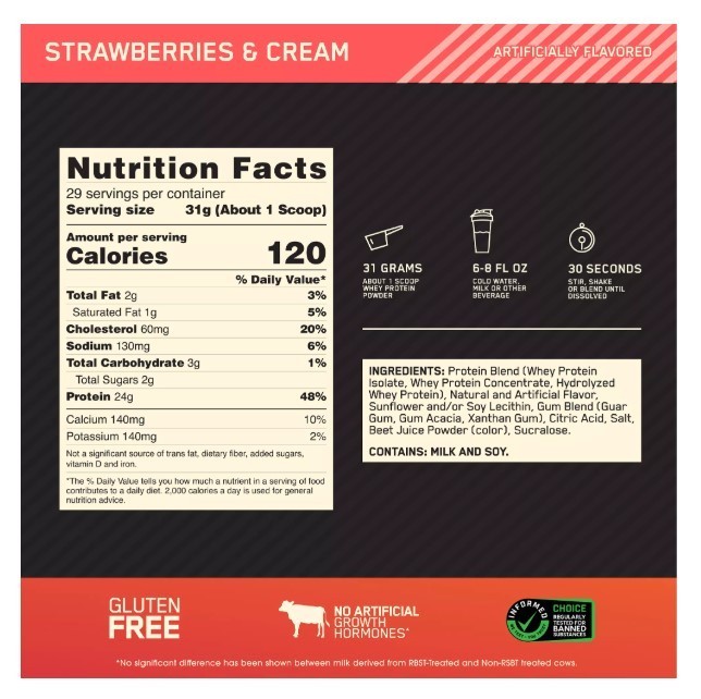 Optimum Nutrition Gold Standard 100% Whey Protein Powder, Banana Cream, 2 Pound