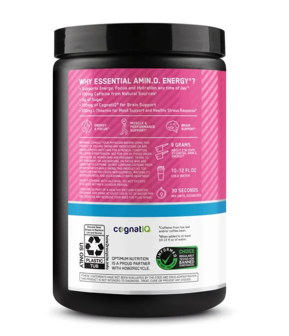 Optimum Nutrition Amino Energy Hydration Focus Watermelon 30 Servings
