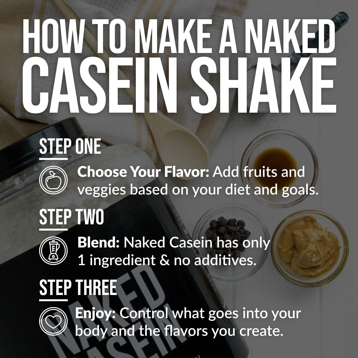 NAKED Casein – 1Lb Micellar Casein Protein – Bulk, Zero Carb, Gmo-Free, Gluten F