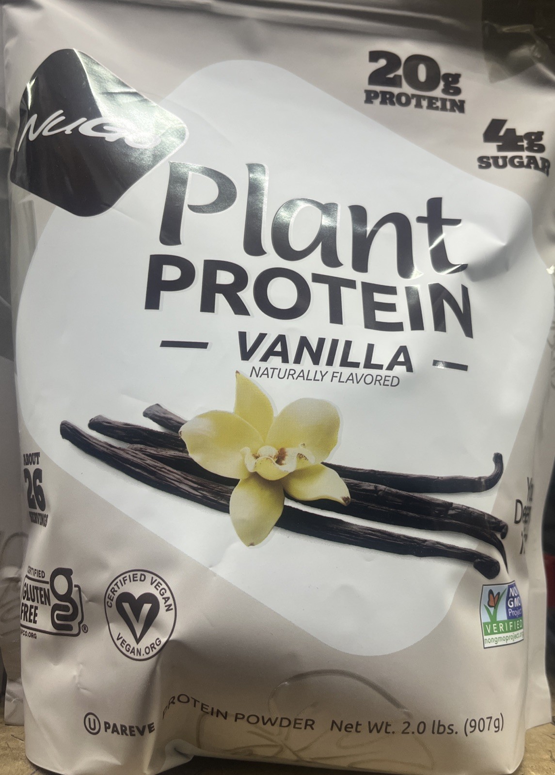 Lot of 2 NuGo Nutrition, Plant Pea Protein, Vanilla, 2 lbs (907 g) Exp 01/2028