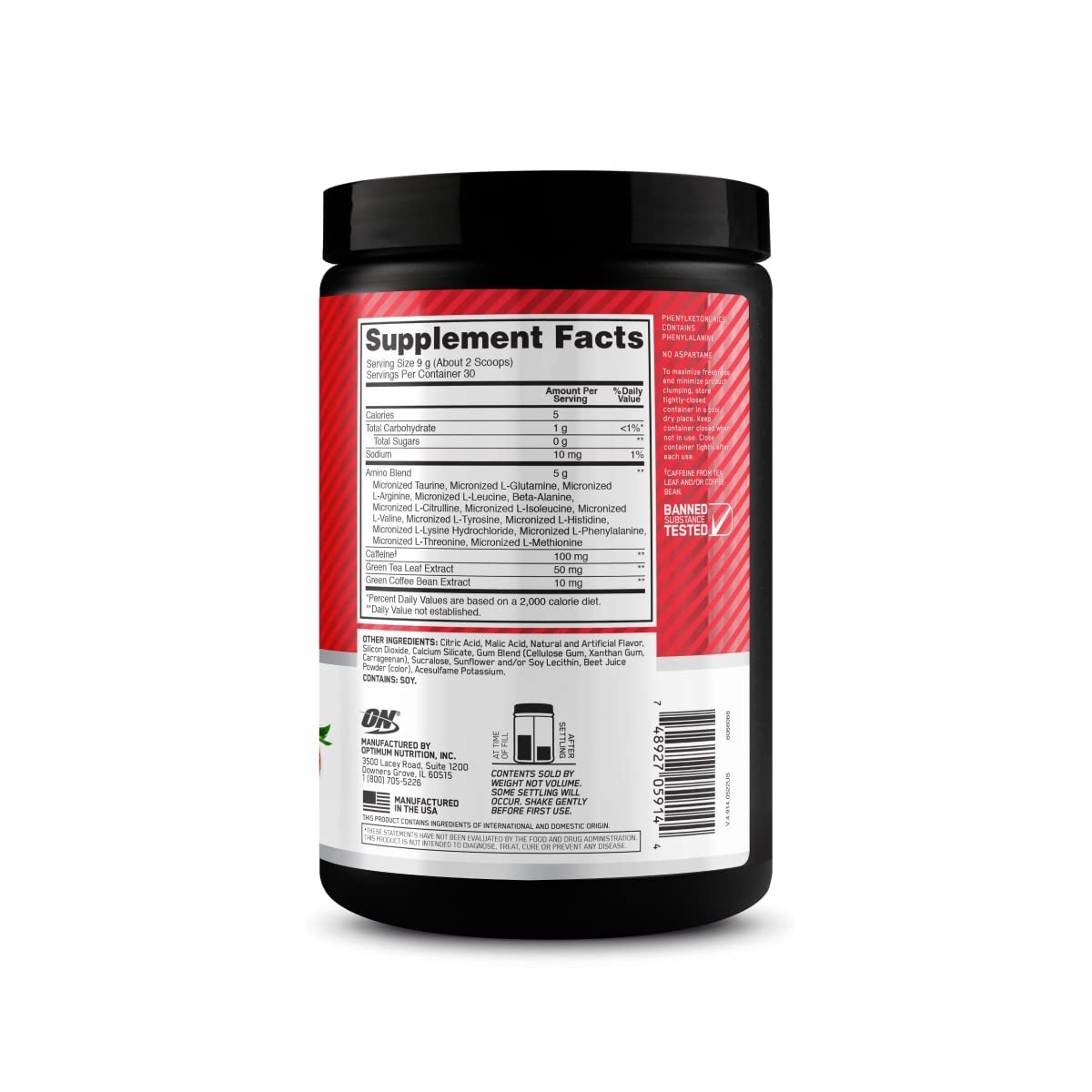 Amino Energy Pre Workout Powder – BCAA, Green Tea, Keto Friendly, Strawberry Bur