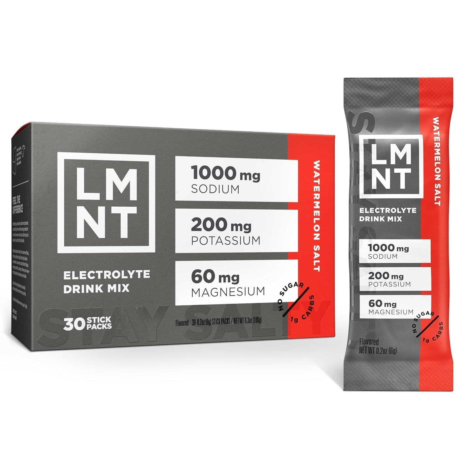 LMNT Zero Sugar Electrolytes Drink Mix – Raspberry Salt | 30 Count