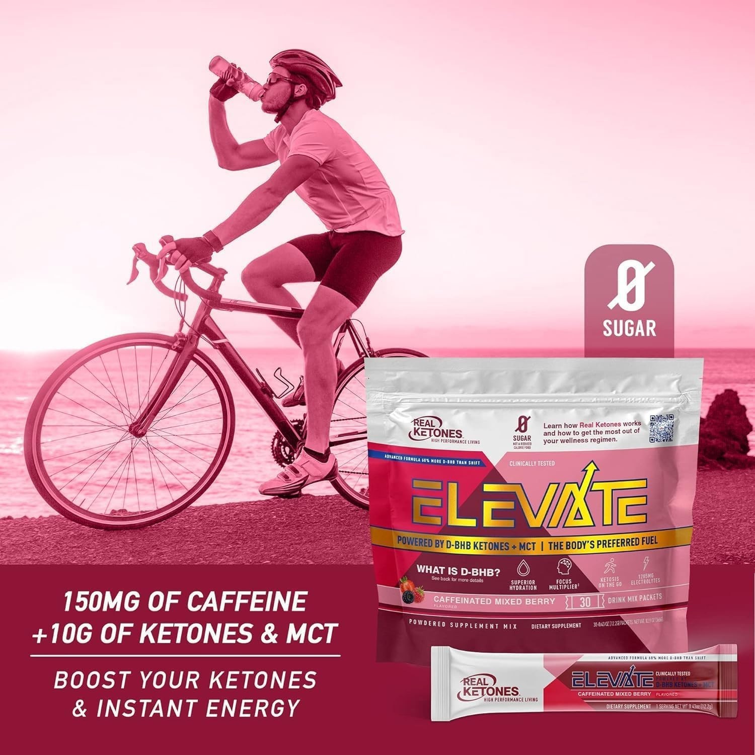 Real Ketones MCT & BHB Exogenous Ketones Drink Mix Packets Elevate Keto Electrol