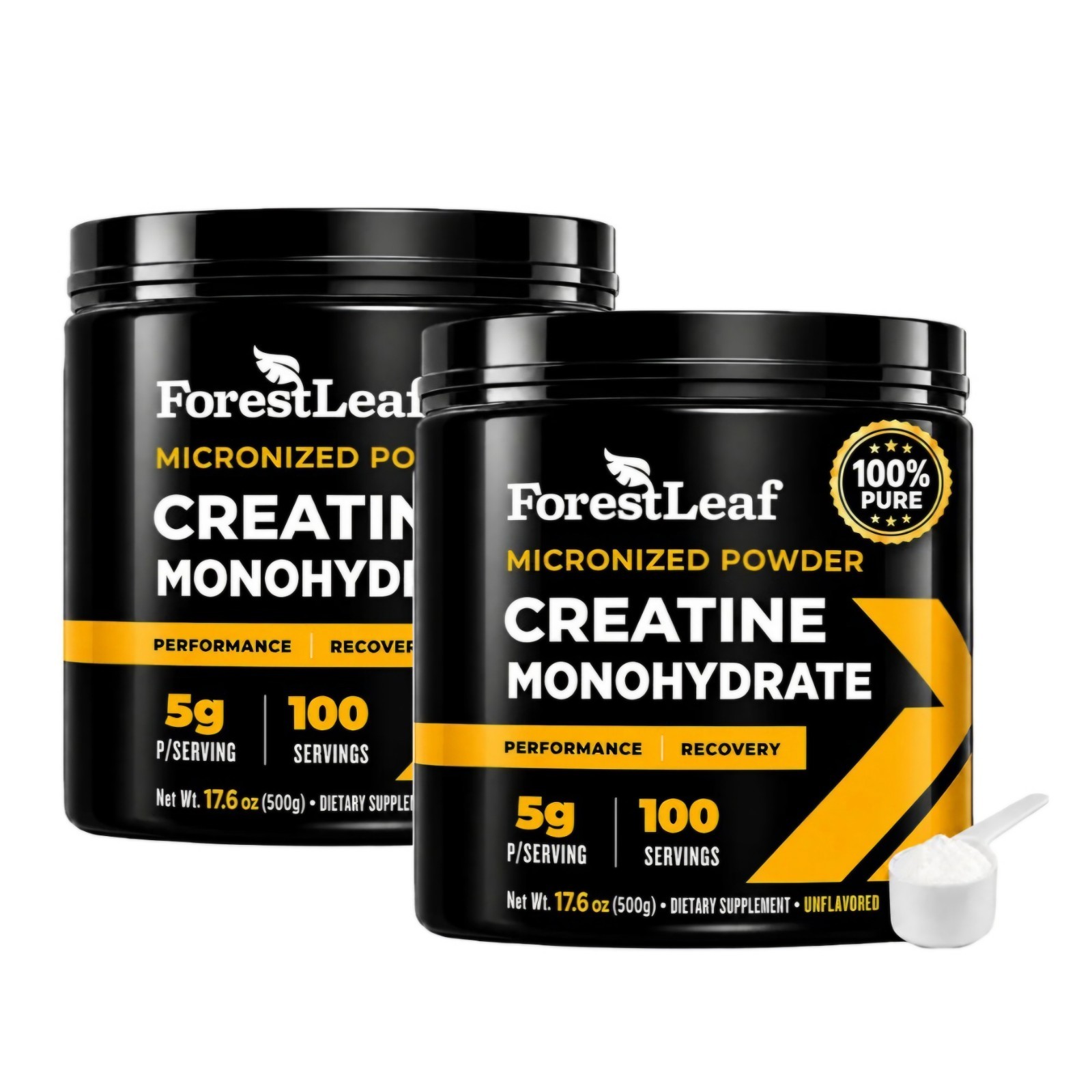 ForestLeaf Micronized Creatine Monohydrate Powder 2 PACK Muscle Growth Strength
