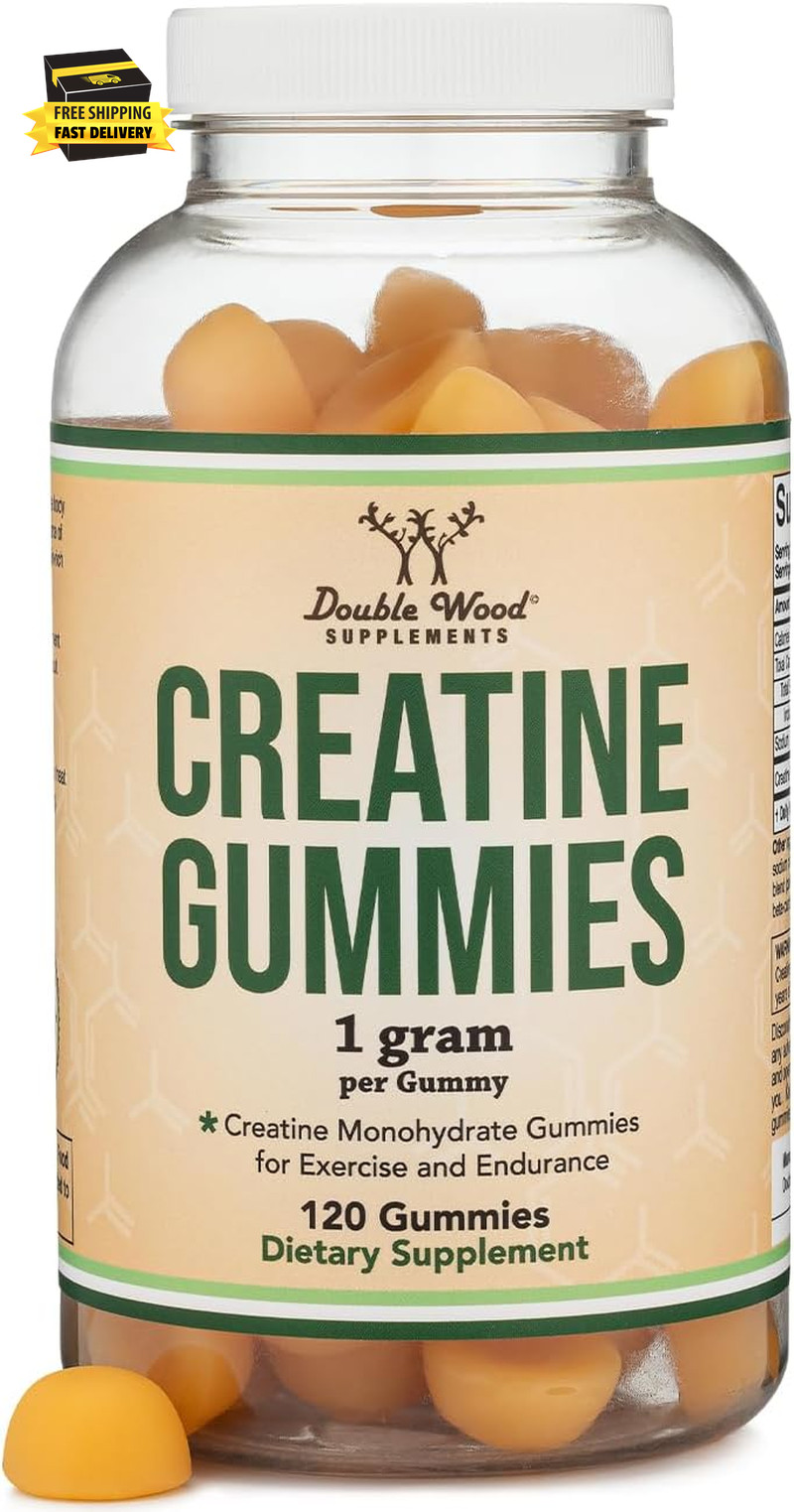 Creatine Monohydrate Gummies – 1G per Serving, 120 Count – No Fillers, Vegan Saf
