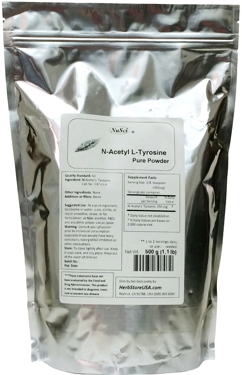 NuSci N-Acetyl L-Tyrosine Powder 100g (3.52oz) bioavailable alertness muscle