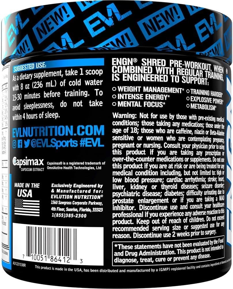 EVL Nutrition – ENGN Shred – Energy – Preworkout (30 Servings) ***CLUMPY***