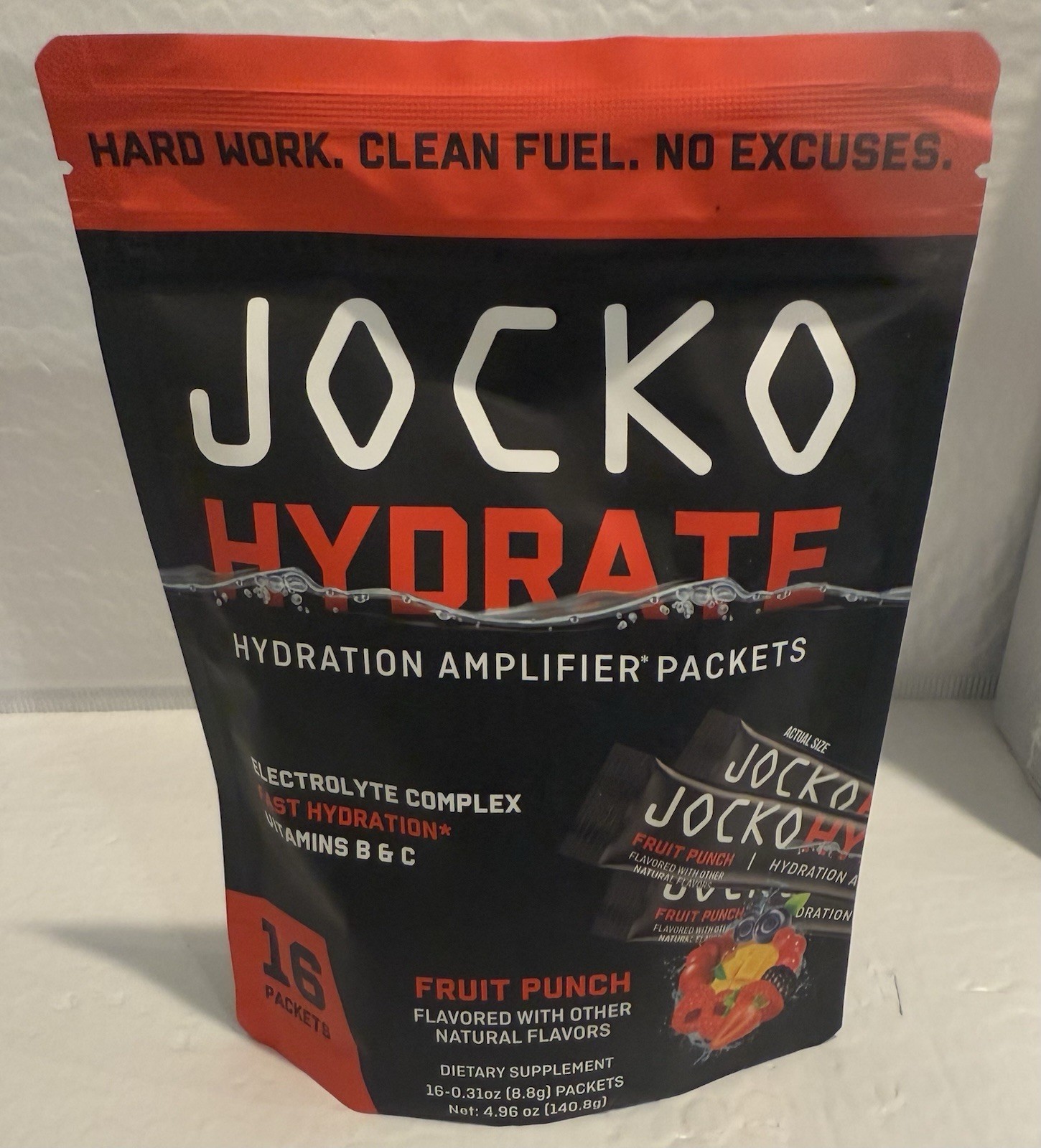 Jocko Fuel Hydrate Electrolytes Powder Packets 16 Servings (1 Pack) Fruit Punch