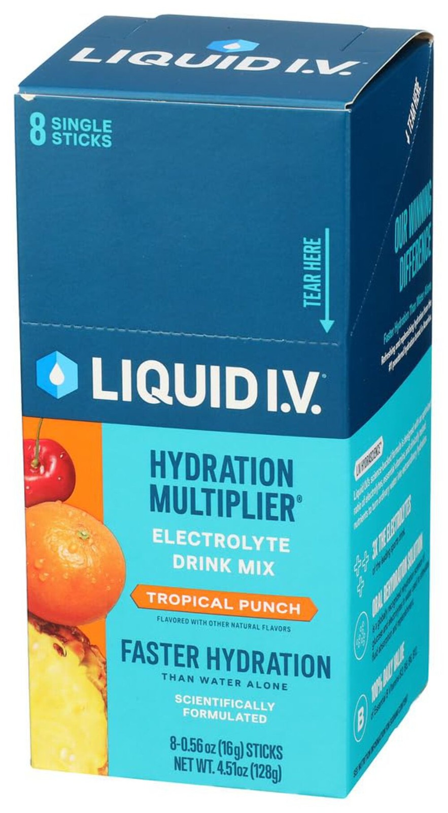 4/27 3 Boxes Liquid IV Tropical Punch Hydration Multiplier 8 Ct, 0.56 OZ