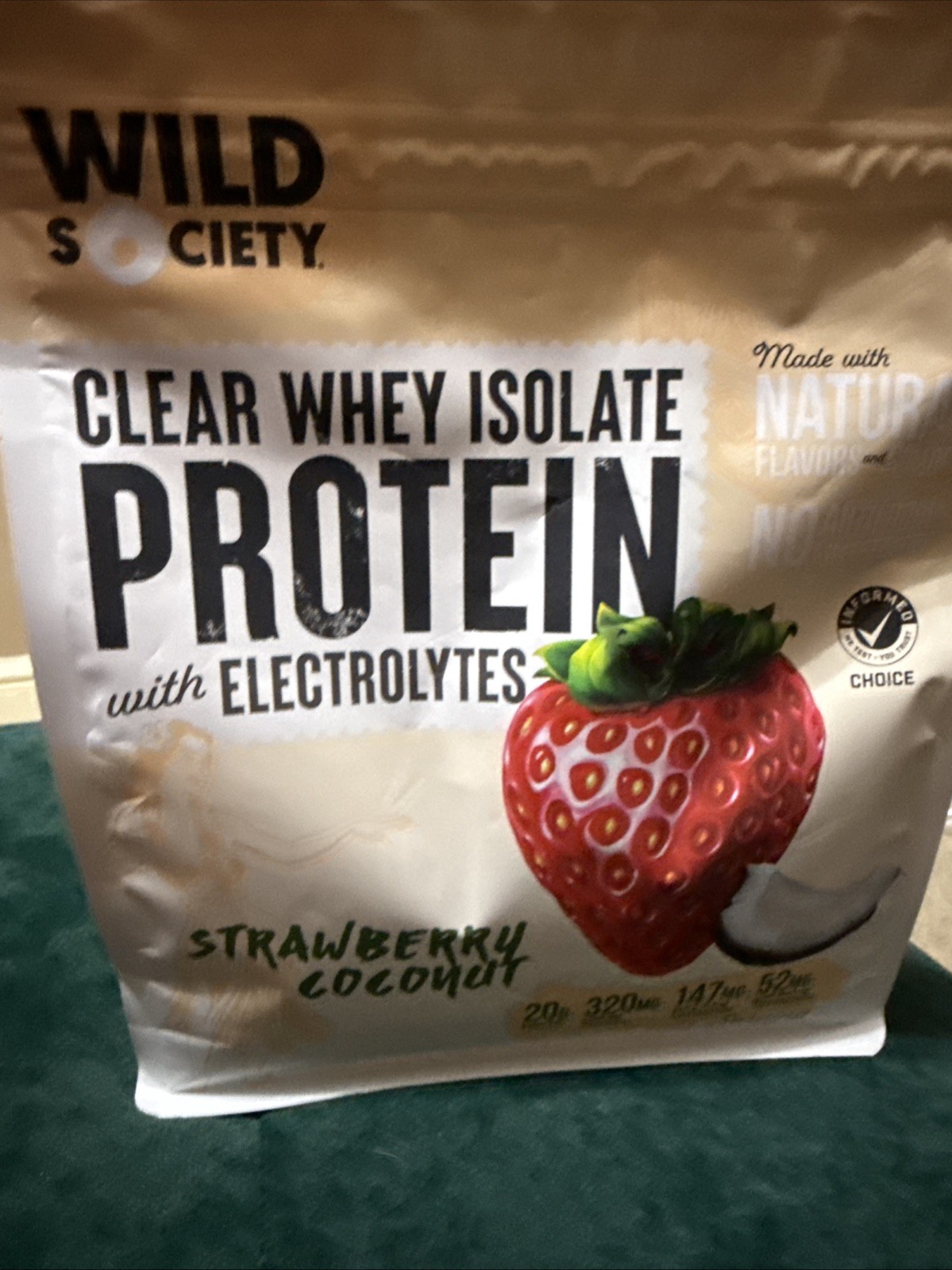 Wild Society Clear Whey Protein Isolate 16 Servings, Strawberry Coconut