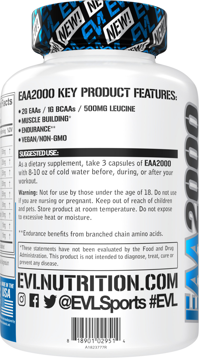 Evlution Nutrition EAA2000 – 2g Essential Amino Acids – 30 Servings