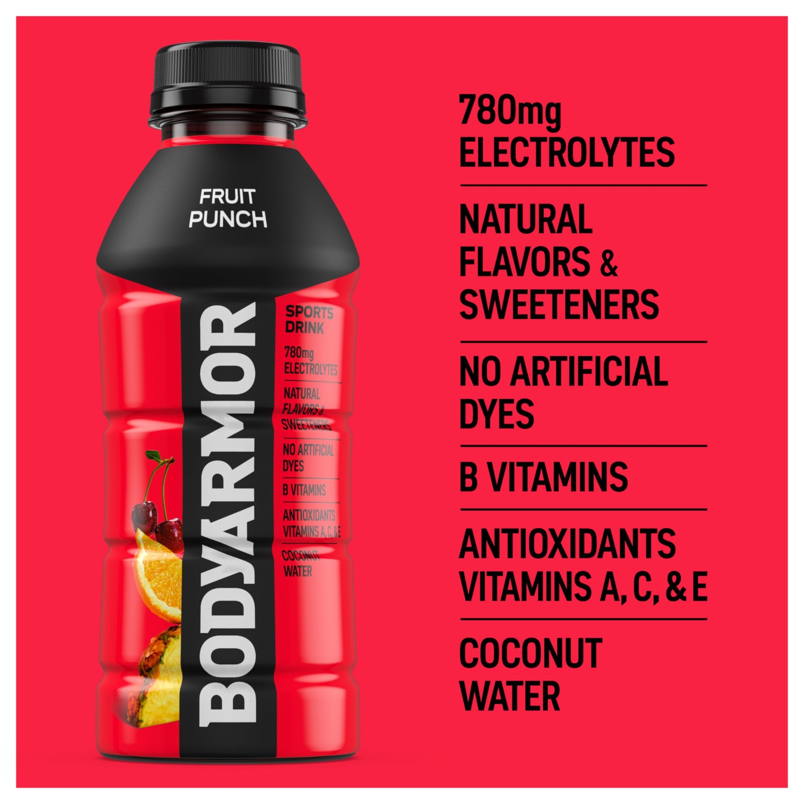 BODYARMOR Sports Drink Sports Beverage, Fruit Punch, 16 Fl Oz