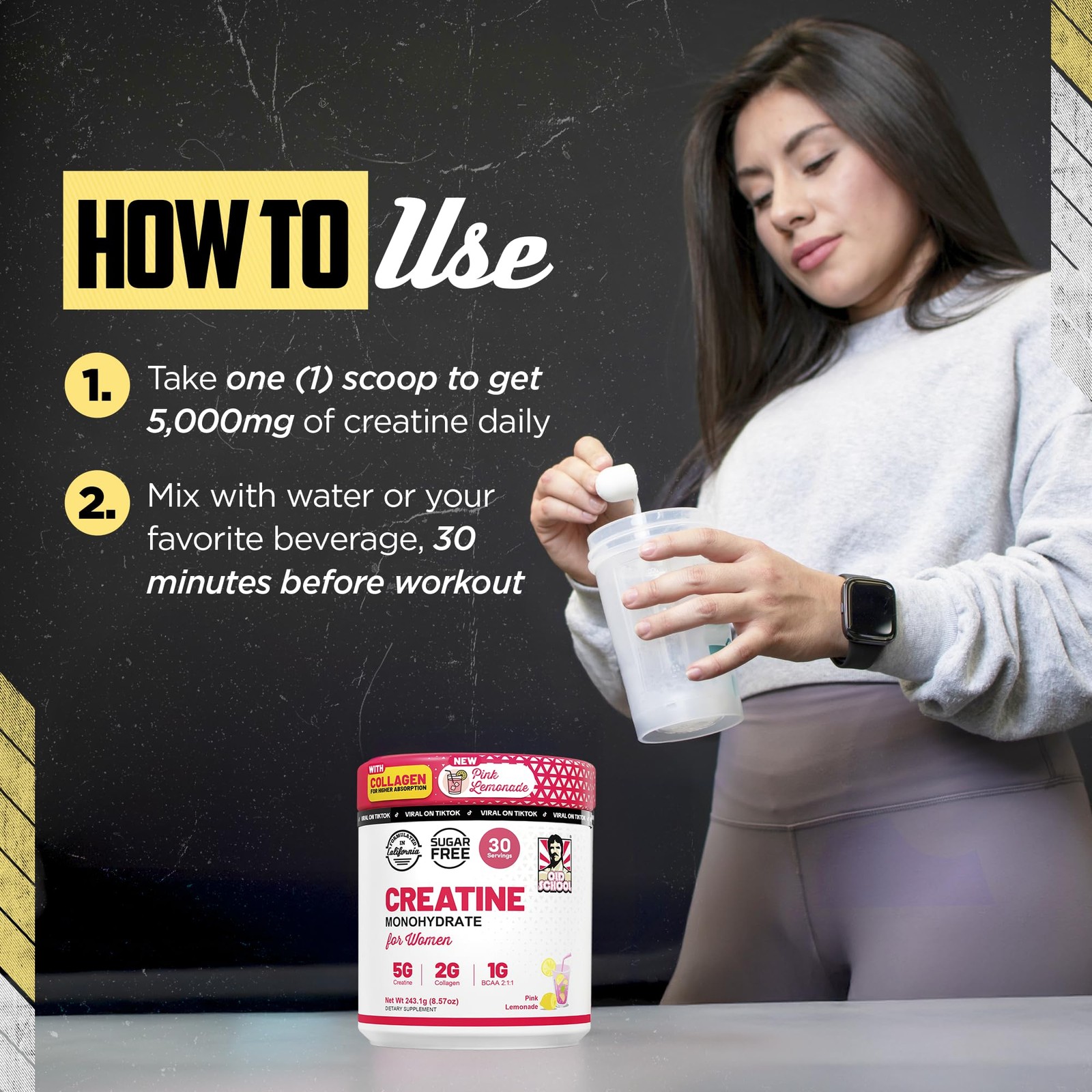Creatine for Women–Post-Workout Supplement with 5000mg Creatine Monohydrate P…
