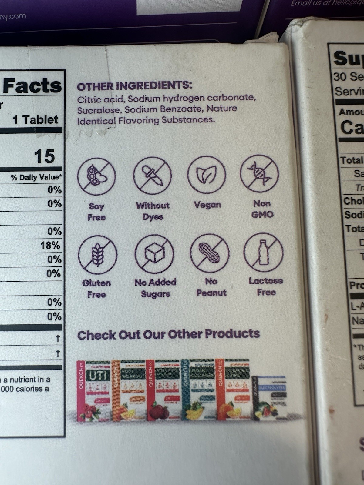 Quench Co Pre-Workout Mixed Berry – 6 Boxes (30 Tabs Each) – 180 Tabs 04/2026