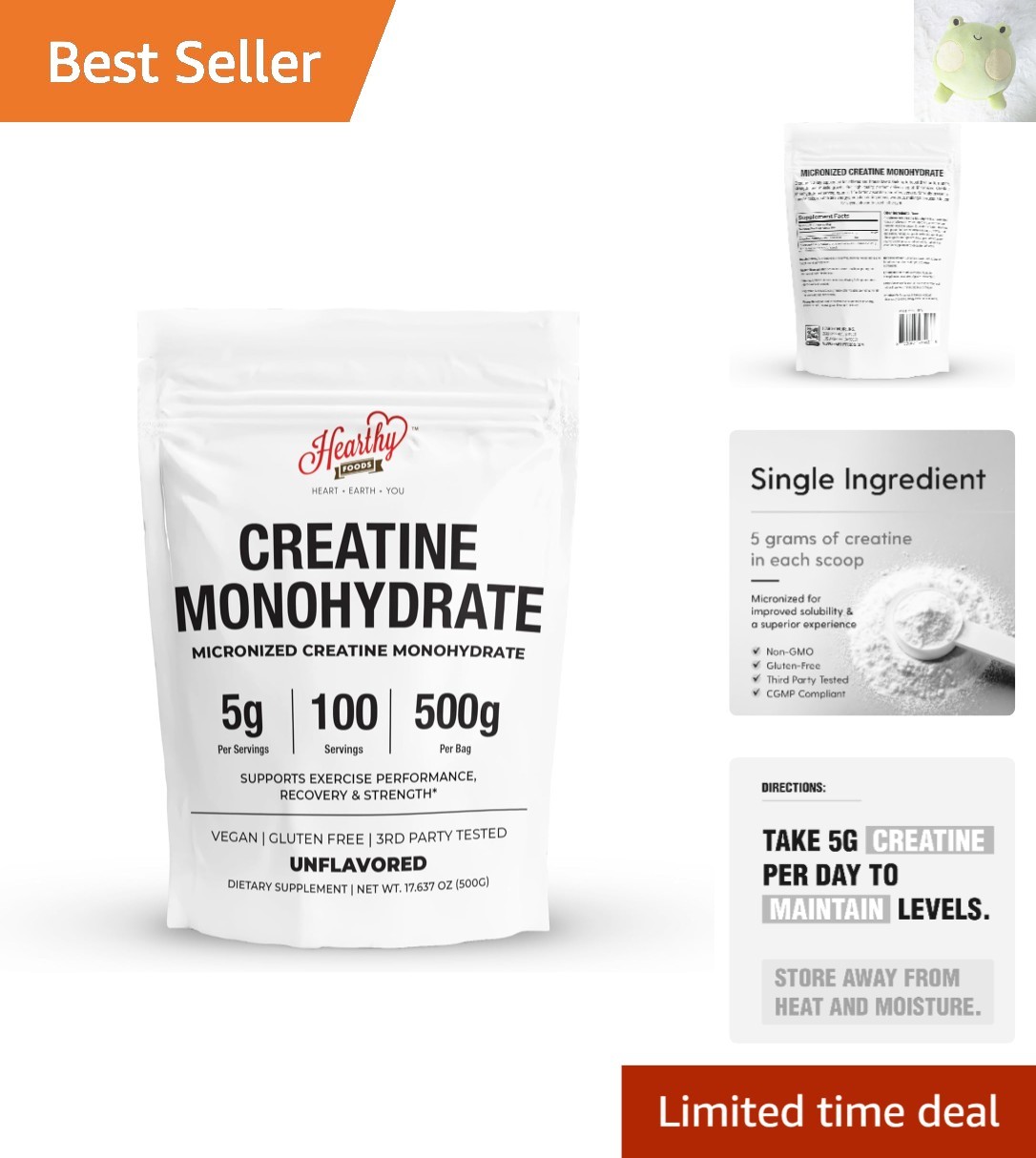 Unflavored Micronized Creatine Monohydrate 500g – Boost Muscle Growth & Recovery